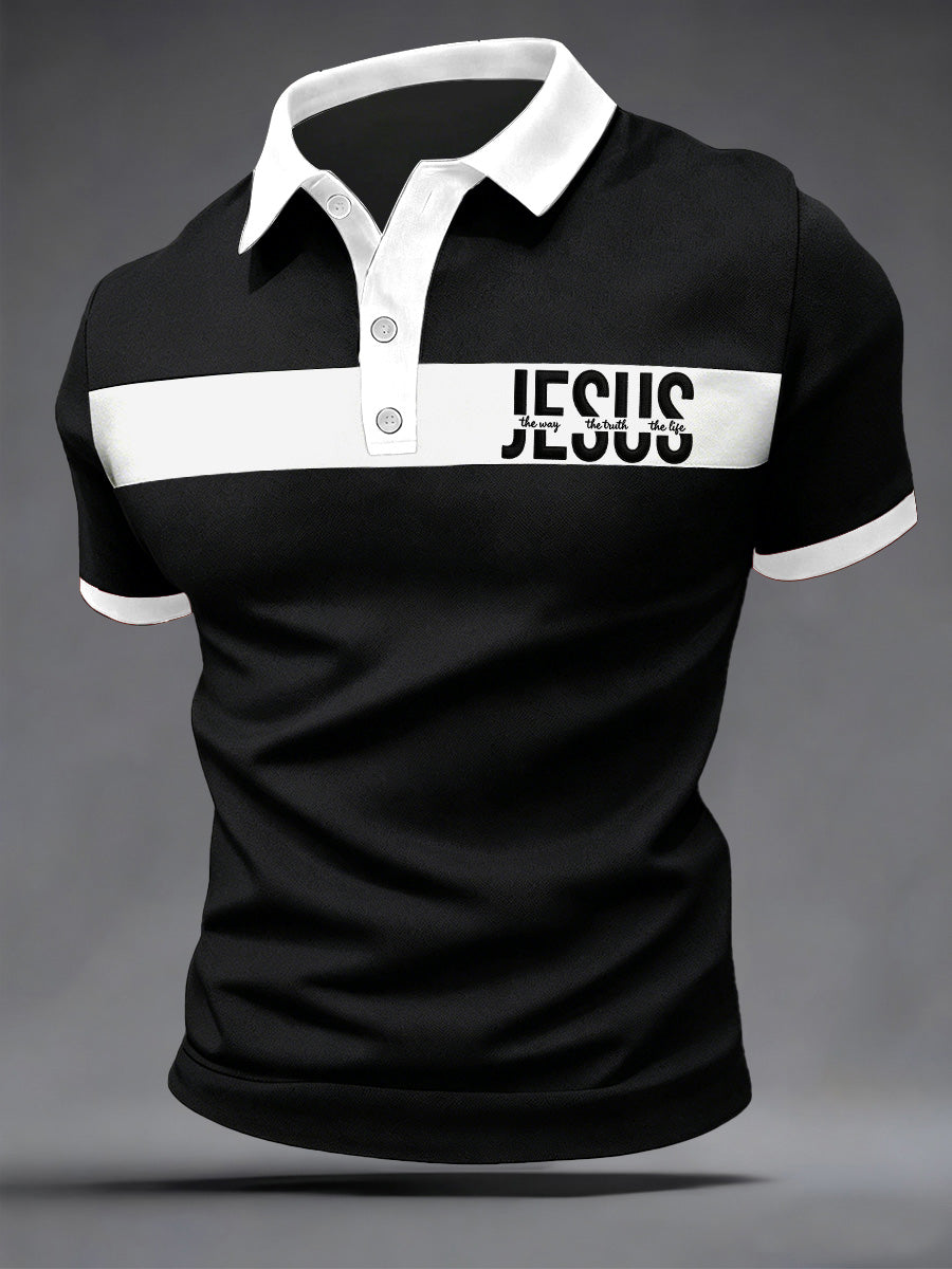 Men's Jesus Is The Way,The Truth,The Life Print Casual Polo