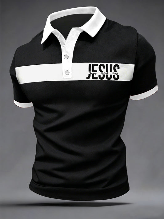 Men's Jesus Is The Way,The Truth,The Life Print Casual Polo