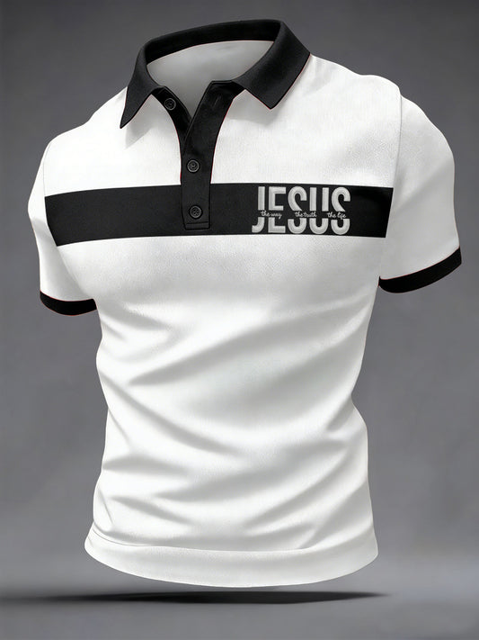 Men's Jesus Is The Way,The Truth,The Life Print Casual Polo