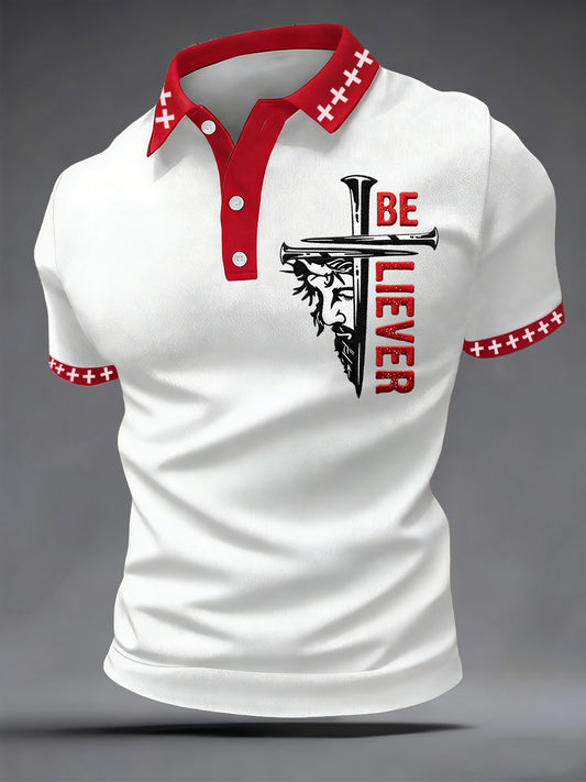 Men's Believer Print Casual Polo