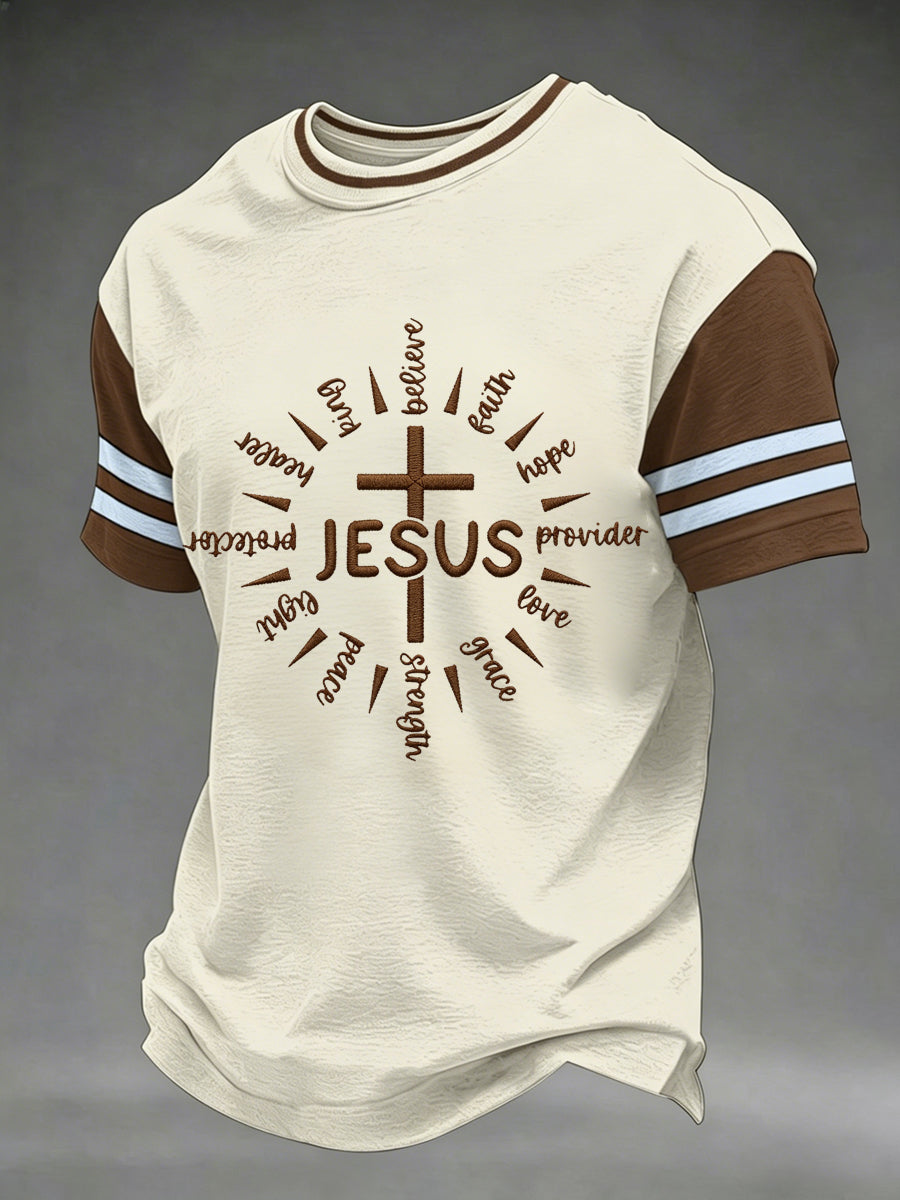 Men's Jesus Print Casual Tee