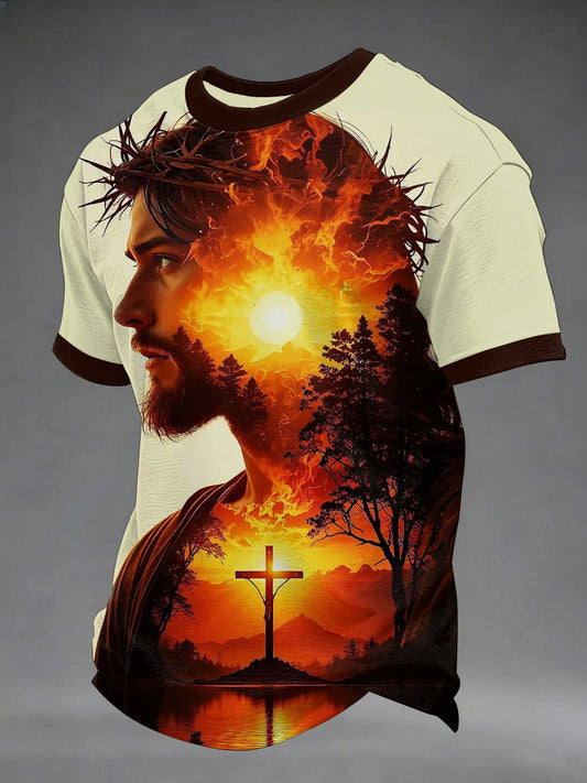 Men's Jesus Christian Cross Print Tee