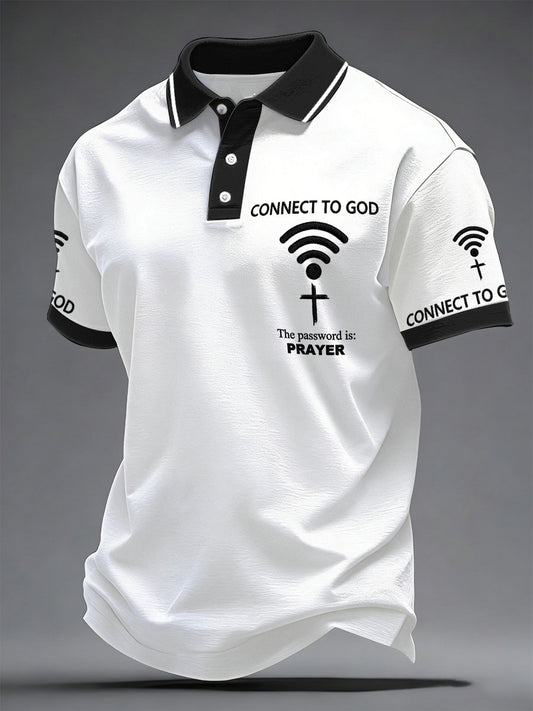 Men's "Connect To God,The Password IS Prayer" Print Casual T-Shirt