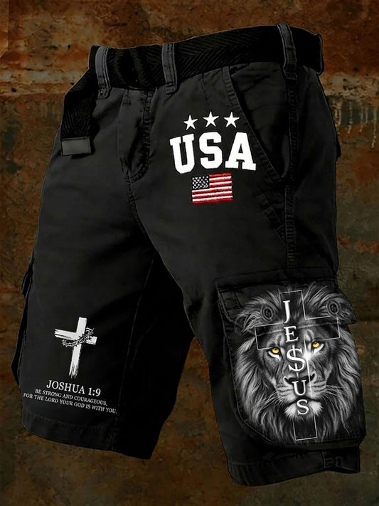Men's Joshua 1:9 Christian Printed Shorts