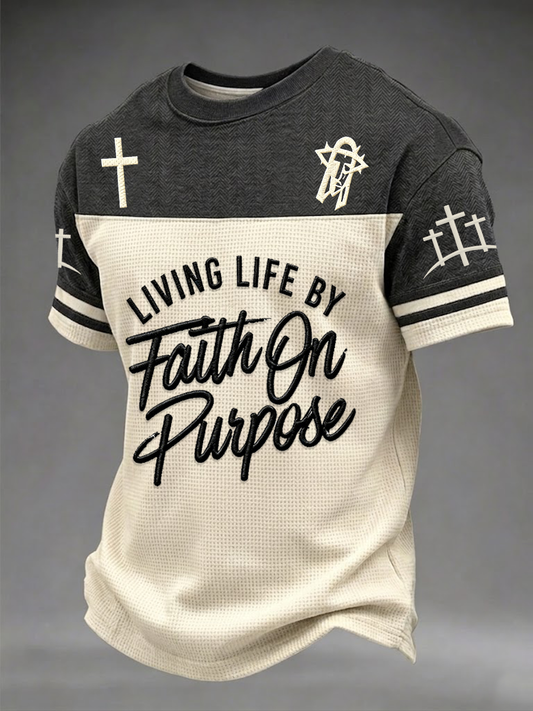 Men's Lining Life By Faith On Purpose Printed Waffle Casual Short Sleeve