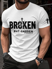 Men's Christian Cross Broken But Chosen Print Tee