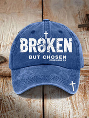 Unisex Christian Cross Broken But Chosen Print Hat