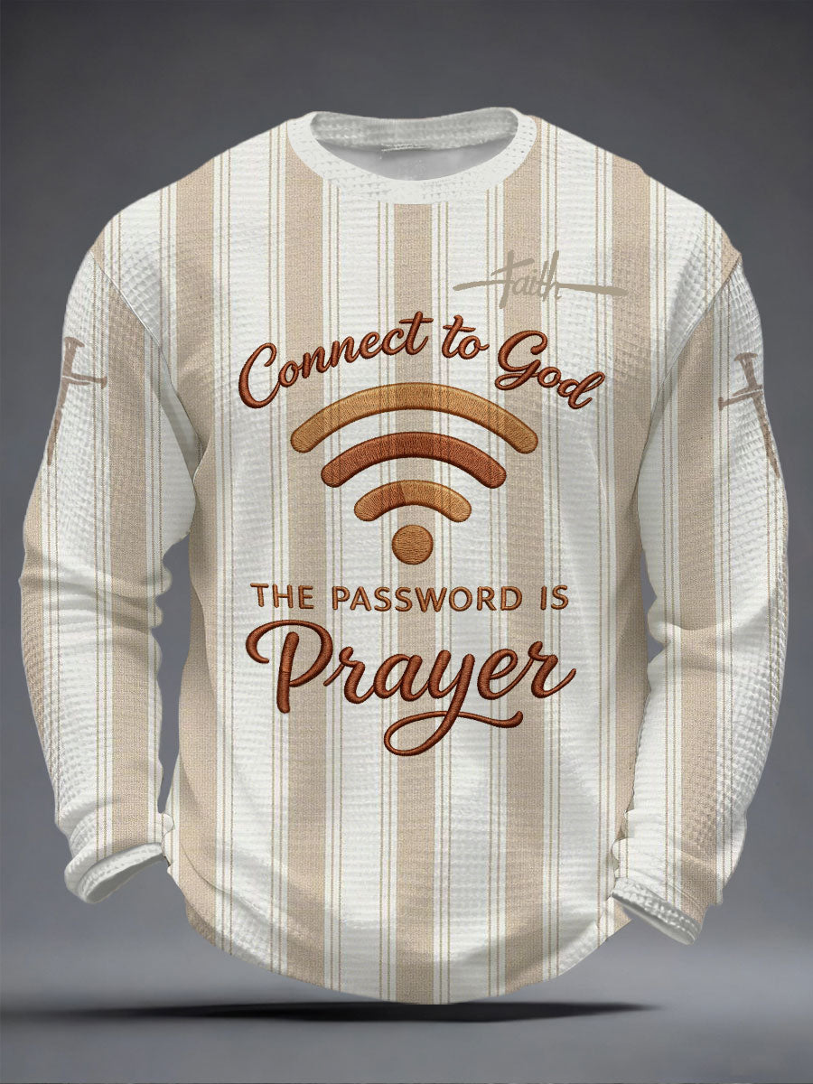 Men's "Connect To God,The Password IS Prayer" Print Casual T-Shirt