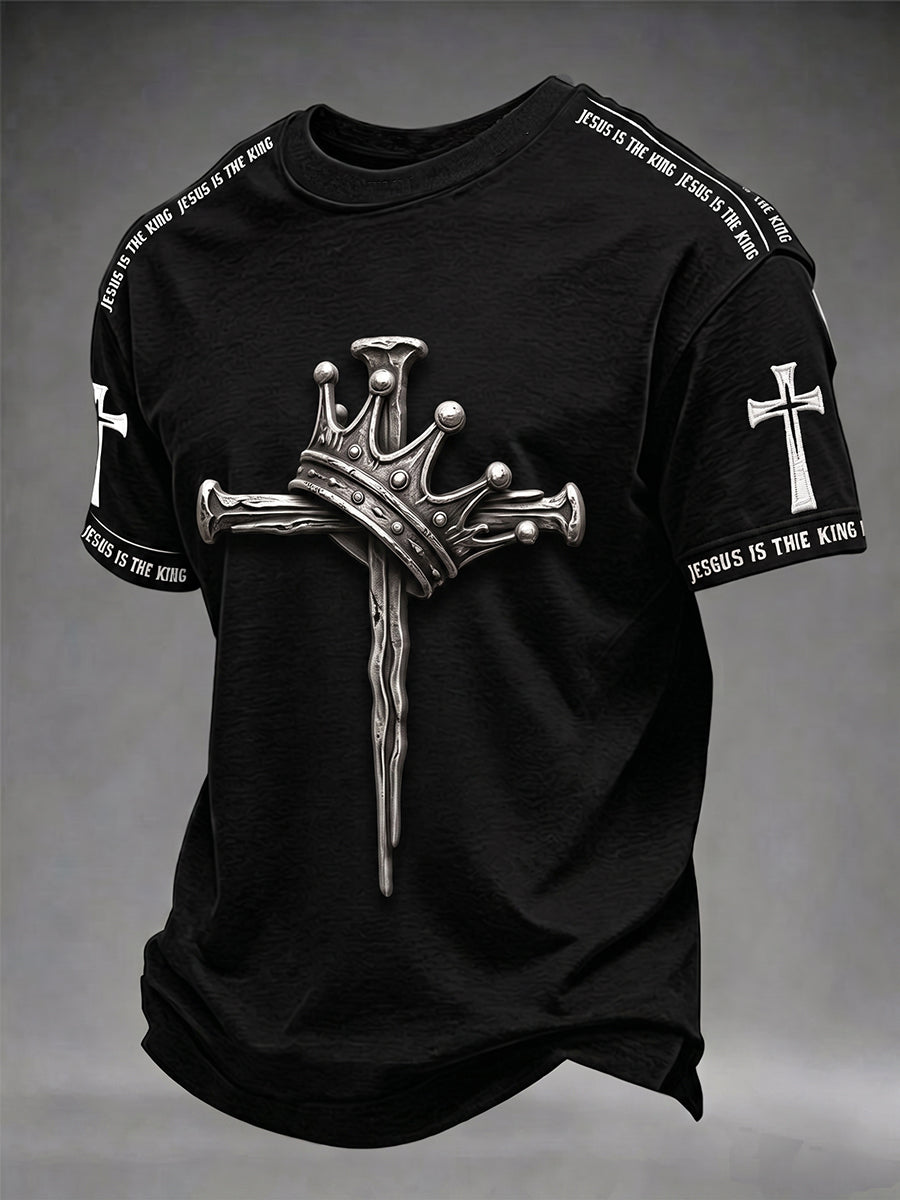 Men's Jesus Cross Printed Short Sleeve T-shirt