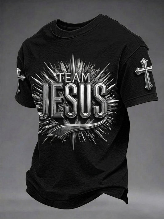 Men's Jesus Cross Printed Short Sleeve T-shirt