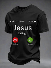 Men's Funny Christian Jesus Calling Print Casual Tee