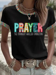 Women's Prayer The Strongest Wireless Connection Printed Casual T-Shirt