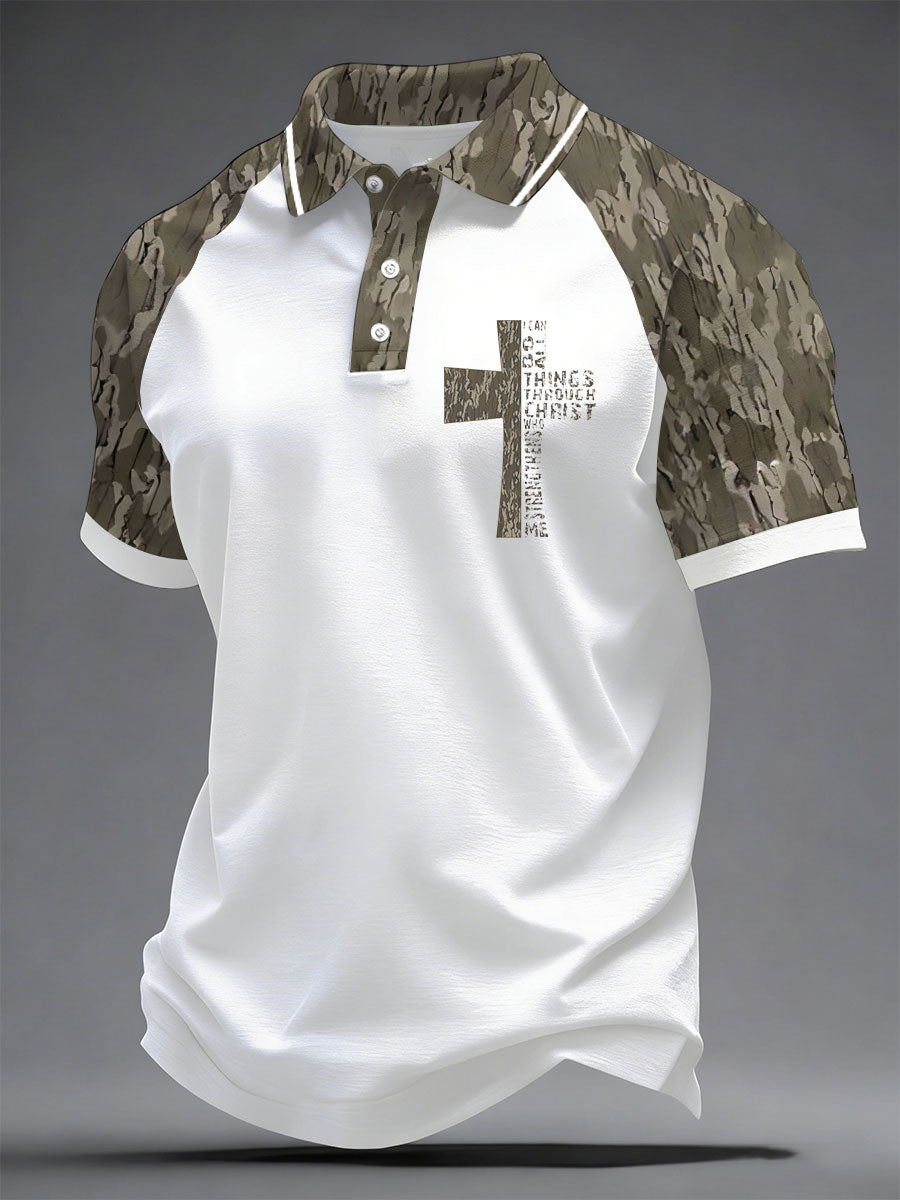 Men's camouflage cross print casual top