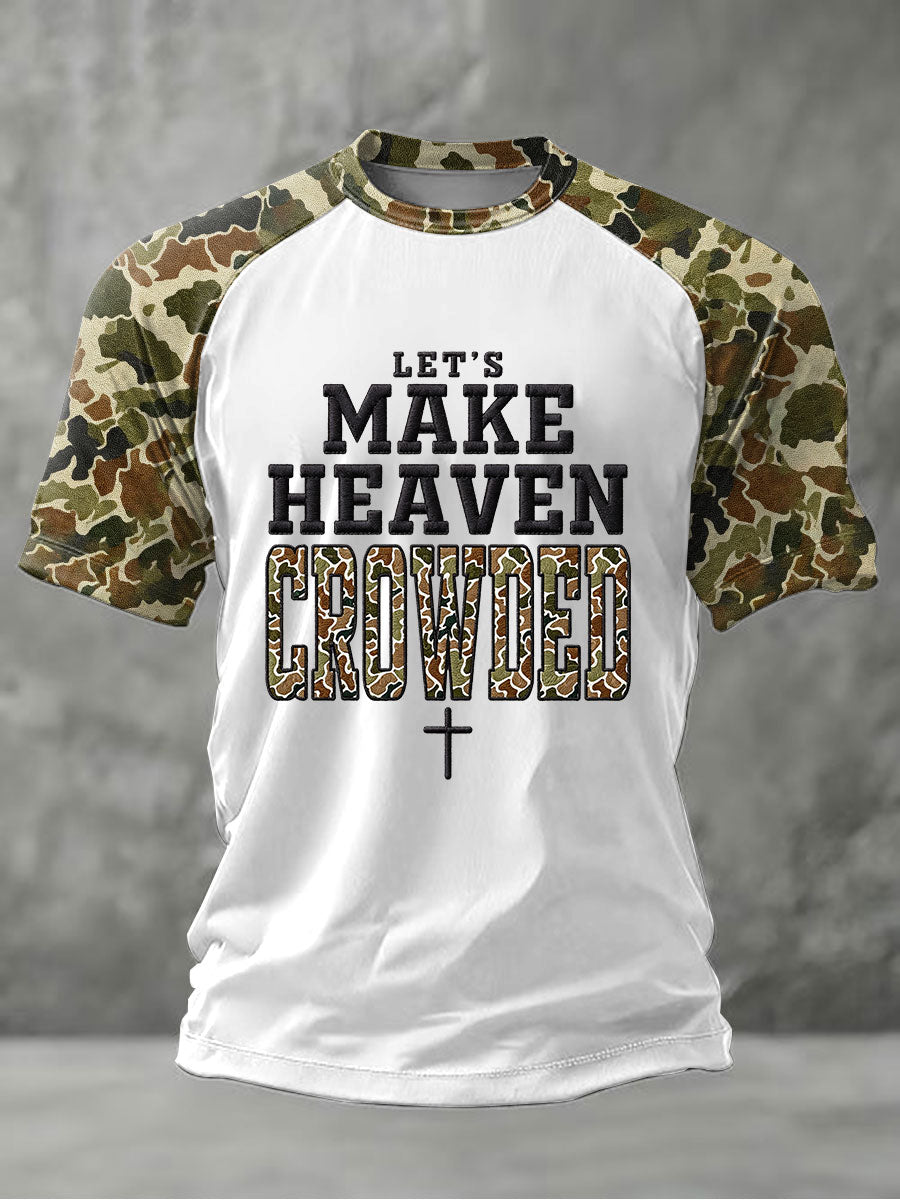 Men's Camouflage Let's Make Heaven Crowded Print Casual T-Shirt
