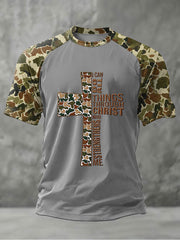 Men's Camouflage Cross Print Casual T-shirt