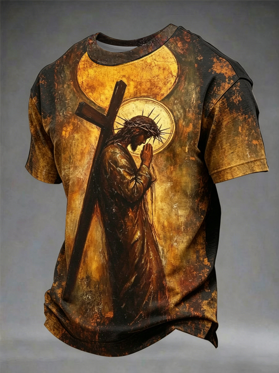 Men's Carrying the Cross Way to Calvary Tall Skinny Art short sleeves t-shirt