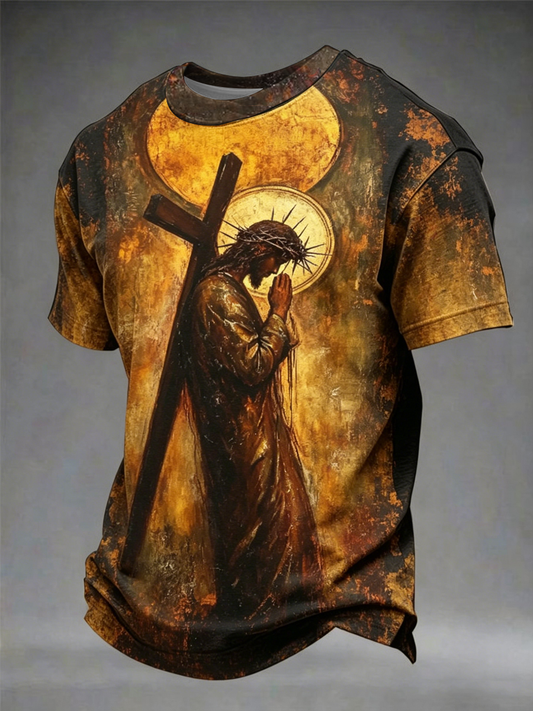 Men's Carrying the Cross Way to Calvary Tall Skinny Art short sleeves t-shirt