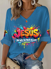 Women's Christian Jesus Cross Waffle T-shirt