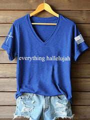 Women's Everything Hallelujah Print V-Neck T-Shirt