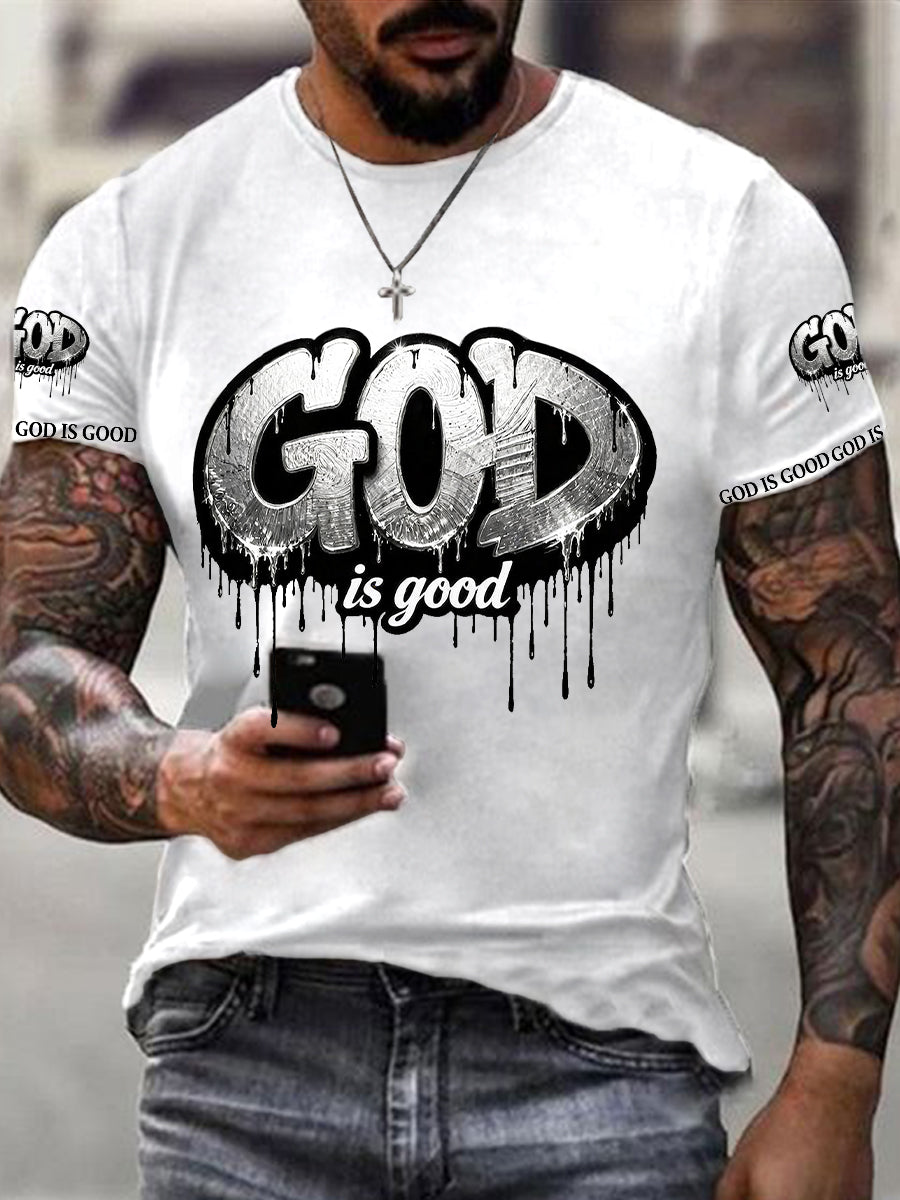 Men's Christian God Is Good Cross Short Sleeve O-neck T-shirt