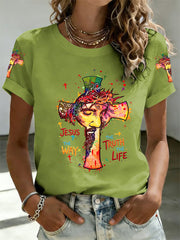 Women's Jesus The Way The Truth The Life Print Casual Tee