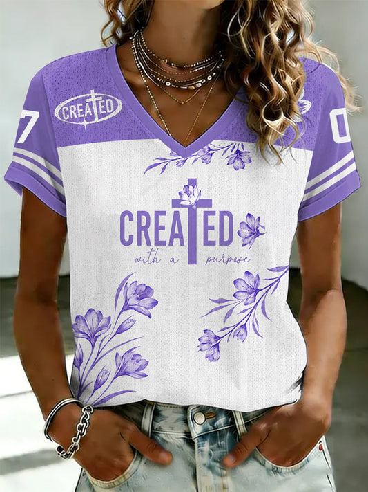Women's Faith Printed V-neck T-shirt