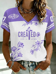 Women's Faith Printed V-neck T-shirt