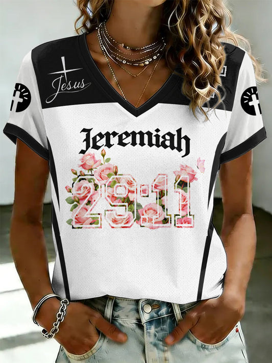 Women's Faith Printed V-neck T-shirt