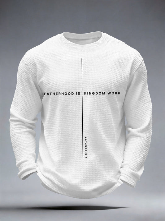 Men's Fatherhood is Kingdom Work Print Waffle T-Shirt