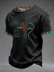 Men's Faith Over Fear Printed Casual T-Shirt