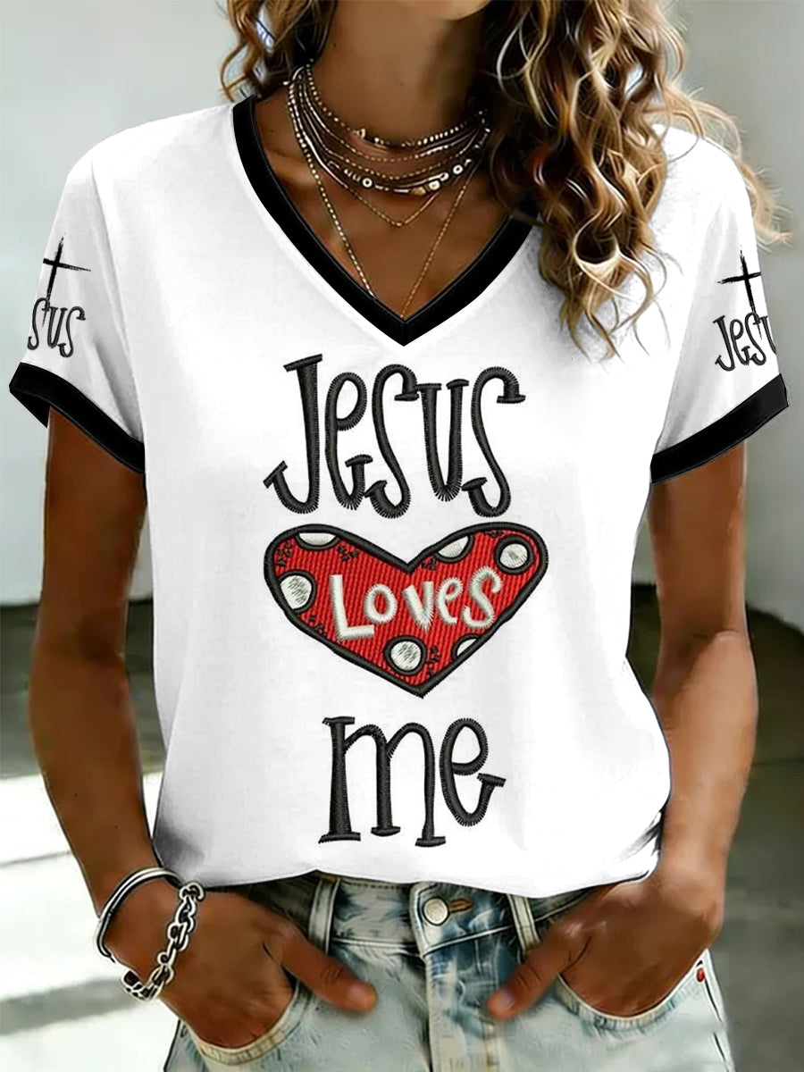 Women's Faith Printed V-neck T-shirt