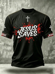 Men's Christian Jesus Saves Cross Short Sleeve T-shirt