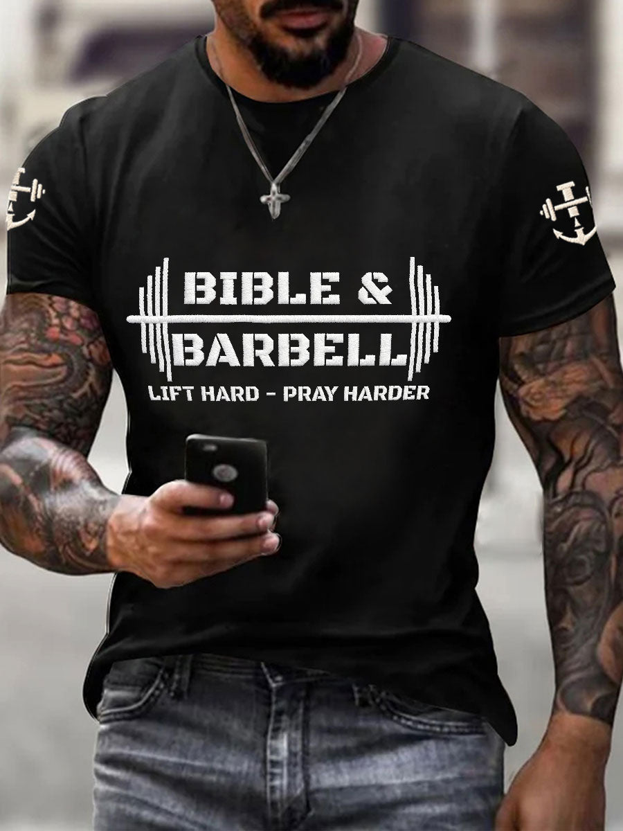 “Bible&Barbell  Lift Hard-Pray Harder” Christian Fitness Casual unisex T-shirt