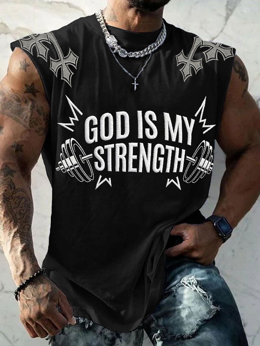 Men's “God Is My Strength ” Christian Fitness Casual unisex vests