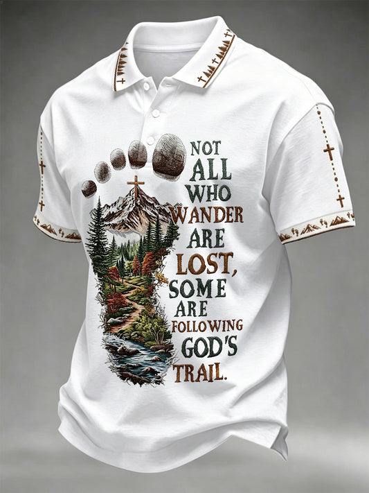 Men's Christian Cross Print Polo