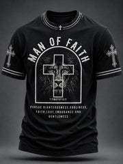 Men's Christian Man of Faith Lion and Cross Short Sleeve T-shirt