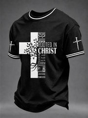 Men's Christian Cross Print Casual Tee