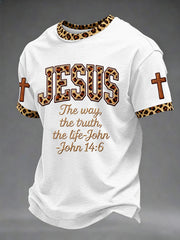 Men's Christian Cross Print Casual Tee