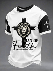 Men's Christian Cross Print Casual Tee