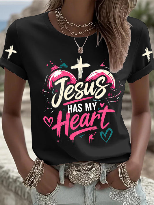 Women's Christian Cross Print Casual Tee