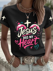 Women's Christian Cross Print Casual Tee