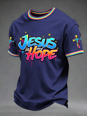 Men's Christian Cross Print Casual Tee