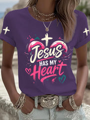 Women's Christian Cross Print Casual Tee