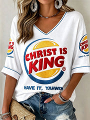 Women's "Christ Is King" V-Neck T-Shirts