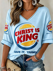 Women's "Christ Is King" V-Neck T-Shirts