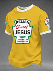 Men's Funny Christian God Print Casual Tee