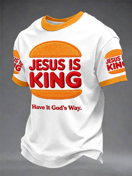 Men's Jesus Is King Christ Fun Casual Unisex T-shirt