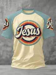 Men's Christian Jesus Print Casual Tee