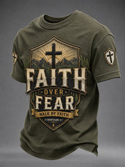 Men's Faith Over Fear Print Casual Tee