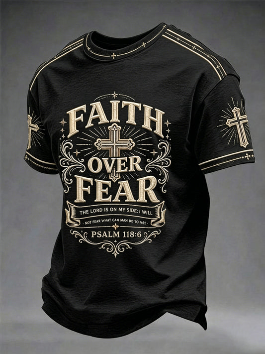 Men's Christian Faith Over Fear Cross Short Sleeve T-shirt